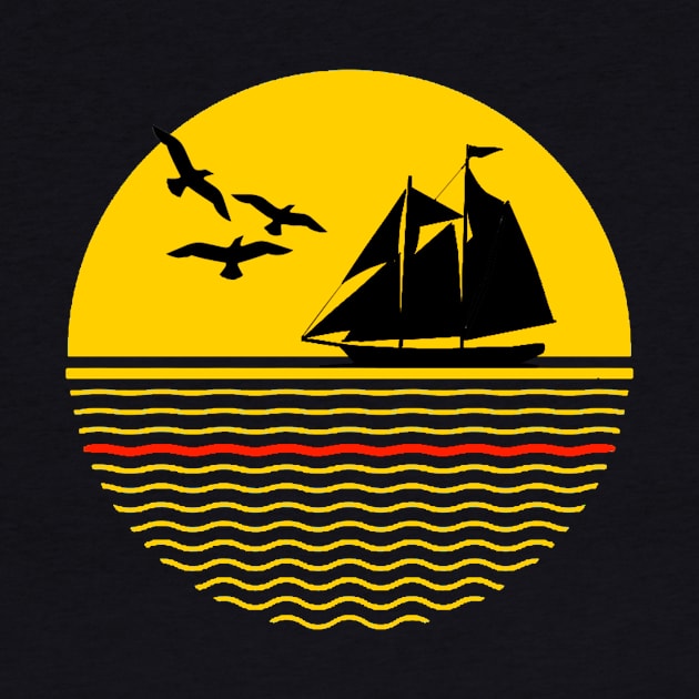 Tall Ship Sailing with Birds by Sailfaster Designs